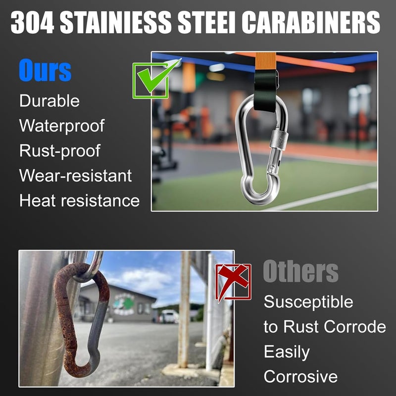EFFIET 3.15 Inches 4 Inches Stainless Steel Carabiner for Gym Equipment Connection, Heavy Duty Spring Snap Hook Clips Buckle for Gym Exercise, Punching Bags, Hiking, Camping - Image 4